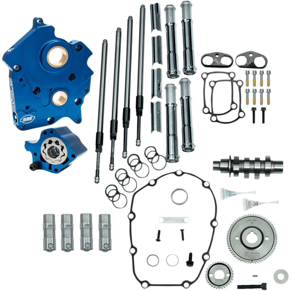 S&S CYCLE Cam Chest Kit with Plate Gear Drive Water Cooled 465 Cam Chrome Pushrods -M8 3101001A