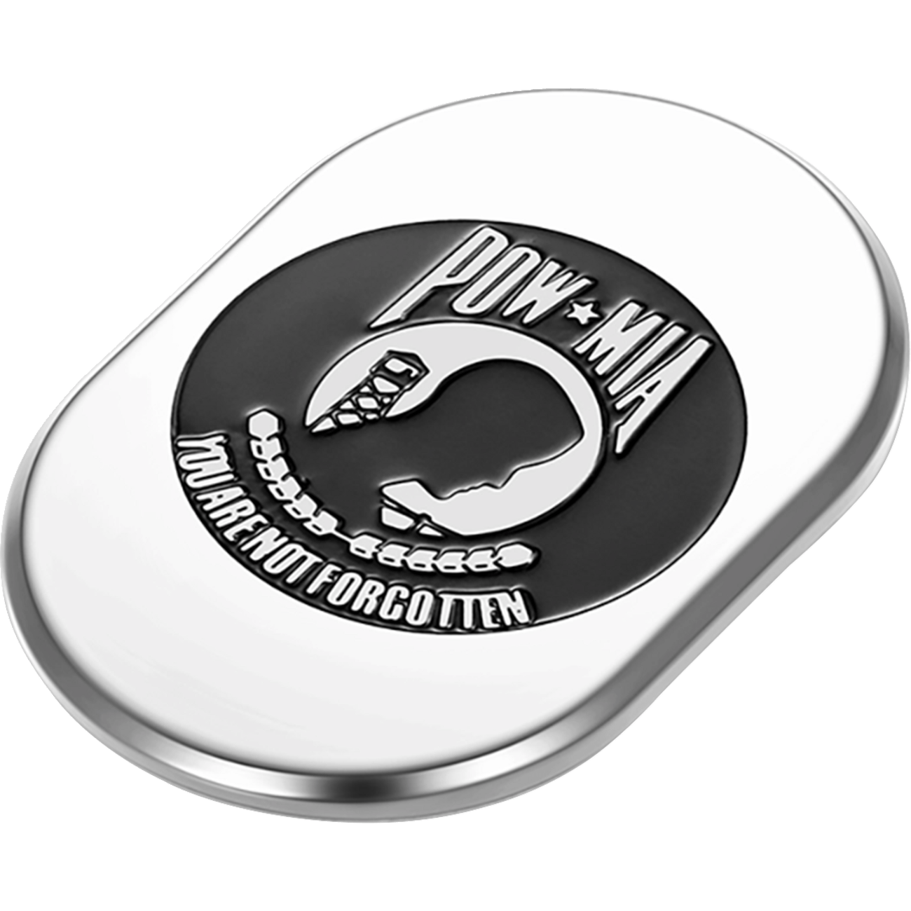 FIGURATI DESIGNS Antenna Cover Left Rear Fender POW-MIA Chrome