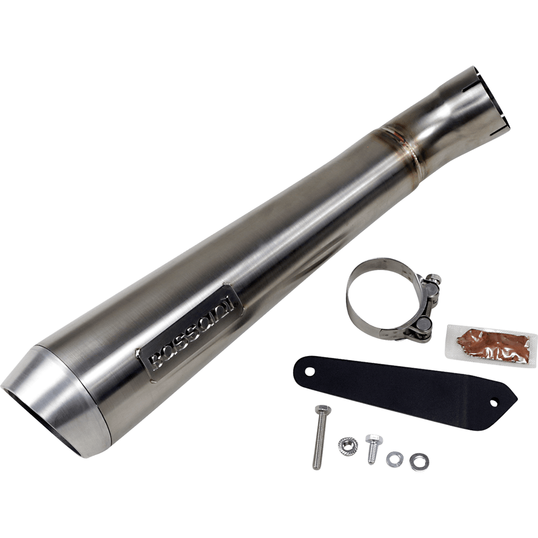 BASSANI XHAUST 4" Short Megaphone Muffler without Catalytic Converter Low Mount 8F127SS