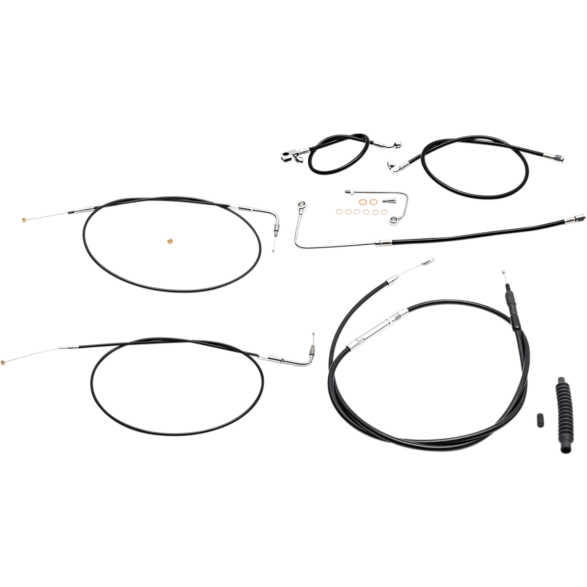 LA CHOPPERS Handlebar Cable/Brake Line Kit 15" 17" Ape Hanger Handlebars Black Vinyl LA8151KT16B