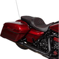 DRAG SPECIALTIES Freedom Seat Vinyl Double Diamond Red Stitch FLH '09-'23