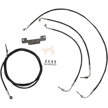 LA CHOPPERS Handlebar Cable/Brake Line Kit 18" 20" Ape Hanger Handlebars Black Vinyl LA8055KT19B