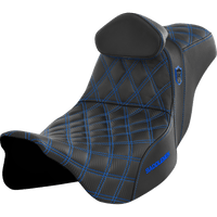 SADDLEMEN Pro Series SDC Performance Seat with Backrest Blue Stitch FLH/FLT '08-'23 SC80807BLURT