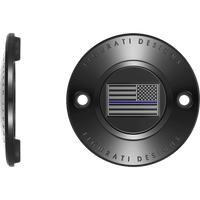 FIGURATI DESIGNS Timing Cover 2 Hole Blue Line American Flag Black FD71TC2HBLK