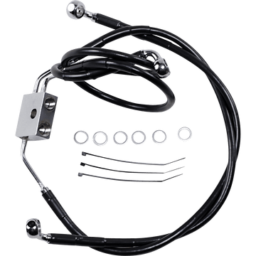 DRAG SPECIALTIES Brake Line Front Black +8" FXDF '12-'17