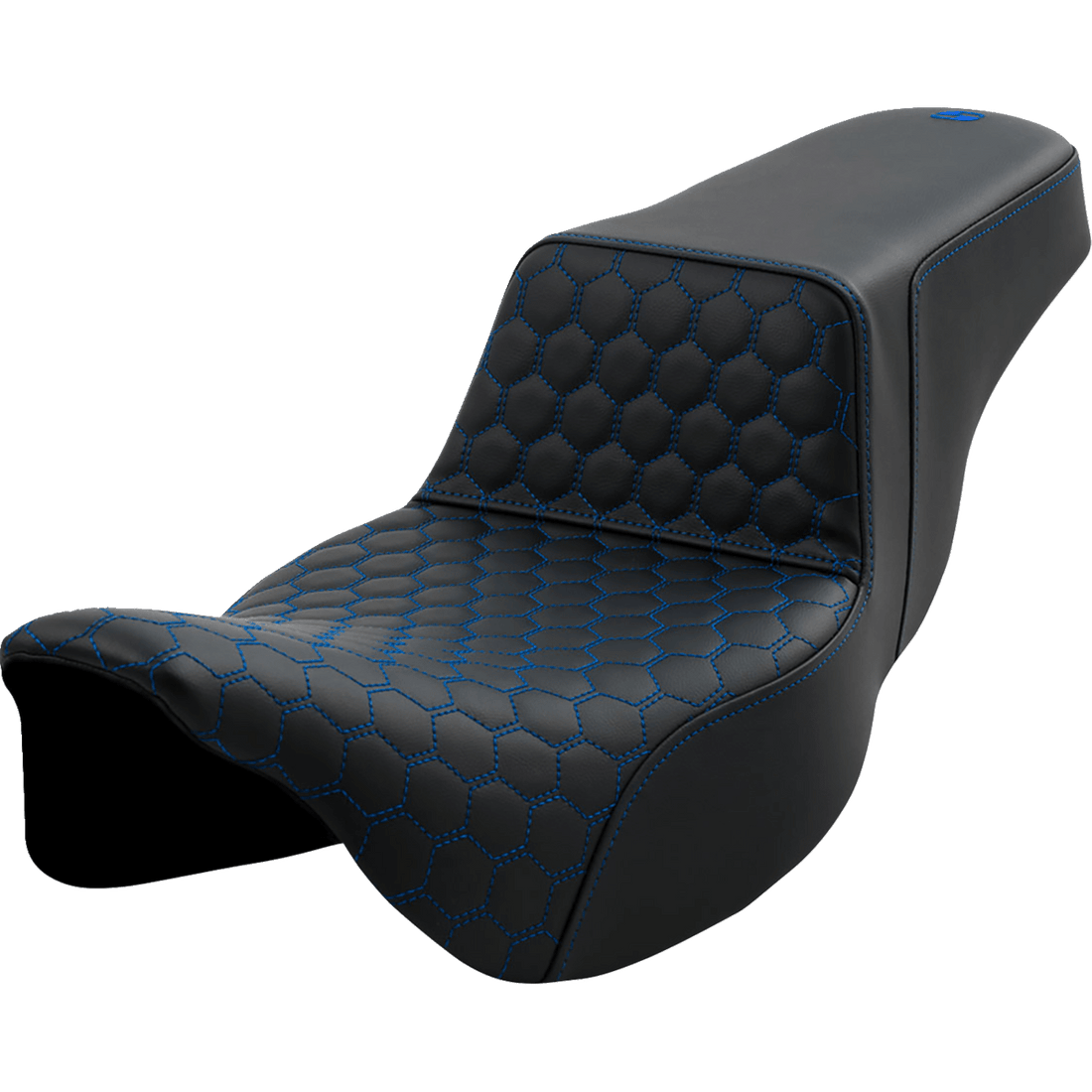 SADDLEMEN Step-Up Seat Honeycomb Extended Reach Blue Stitching FL '08-'23 A80807B178BLU