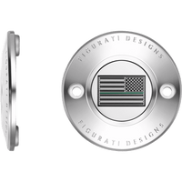 FIGURATI DESIGNS Timing Cover 2 Hole Green Line American Flag Stainless Steel FD72TC2HSS