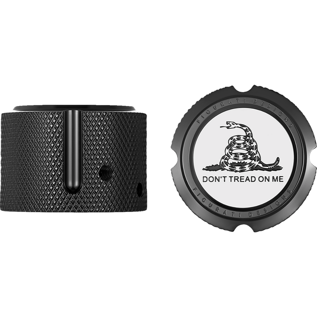 FIGURATI DESIGNS Axle Nut Cover Front Stainless Steel Don't Tread On Me Black FD40FACBK