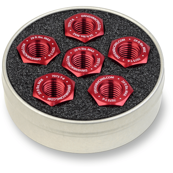 DRIVEN RACING Aluminum Sprocket Nuts Red M10 x 1.0