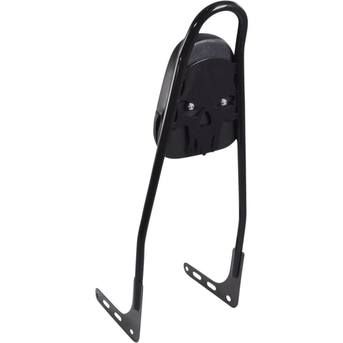 MOTHERWELL One-Piece Sissy Bar Gloss Black Skull With Pad 156T18GBSKWP