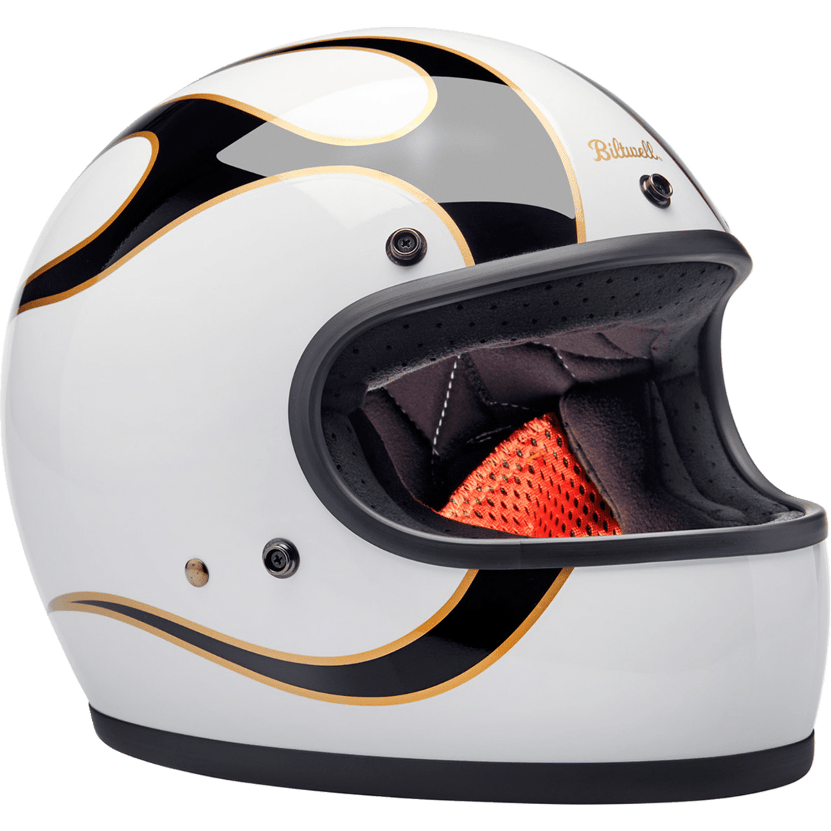 BILTWELL Gringo Helmet Flames White/Black 2XL 1002561506