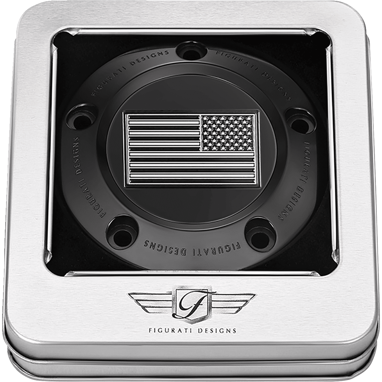 FIGURATI DESIGNS Timing Cover 5 Hole American Flag Contrast Cut Black FD26RTC5HBLK