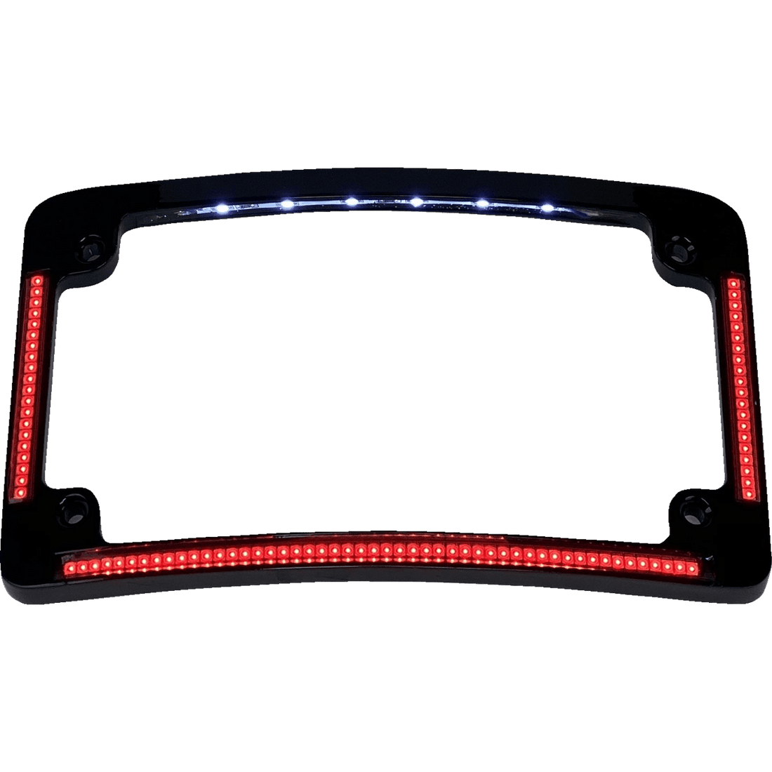 CUSTOM DYNAMICS License Plate Frame Red/White LED Gloss Black TF08B