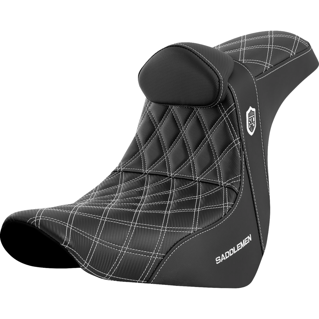 SADDLEMEN Pro Series SDC Performance Seat with Backrest White Stitch FL/FX '18-'23 SC81829WHIRT