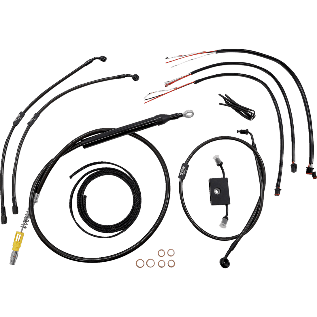 LA CHOPPERS Handlebar Cable/Brake Line Kit Quick Connect Complete 18" 20" Handlebars Midnight LA8157KT219M