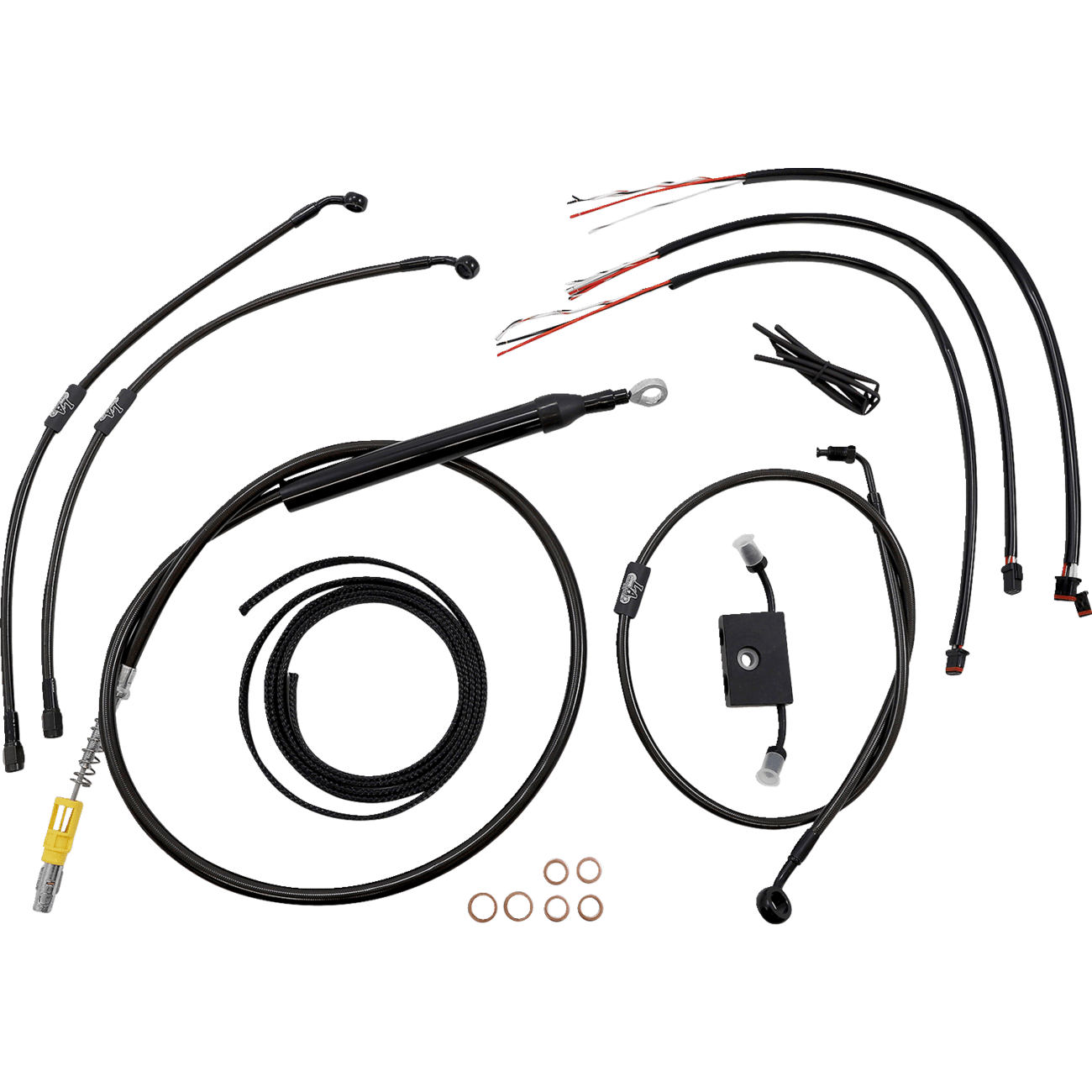 LA CHOPPERS Handlebar Cable/Brake Line Kit Quick Connect Complete 18" 20" Handlebars Midnight LA8157KT219M