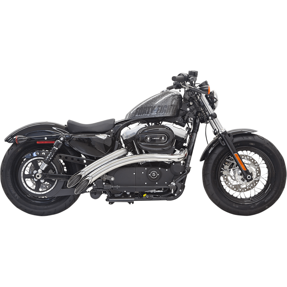 BASSANI XHAUST Radial Sweeper Exhaust Chrome '14-'19 XL 1X2FC