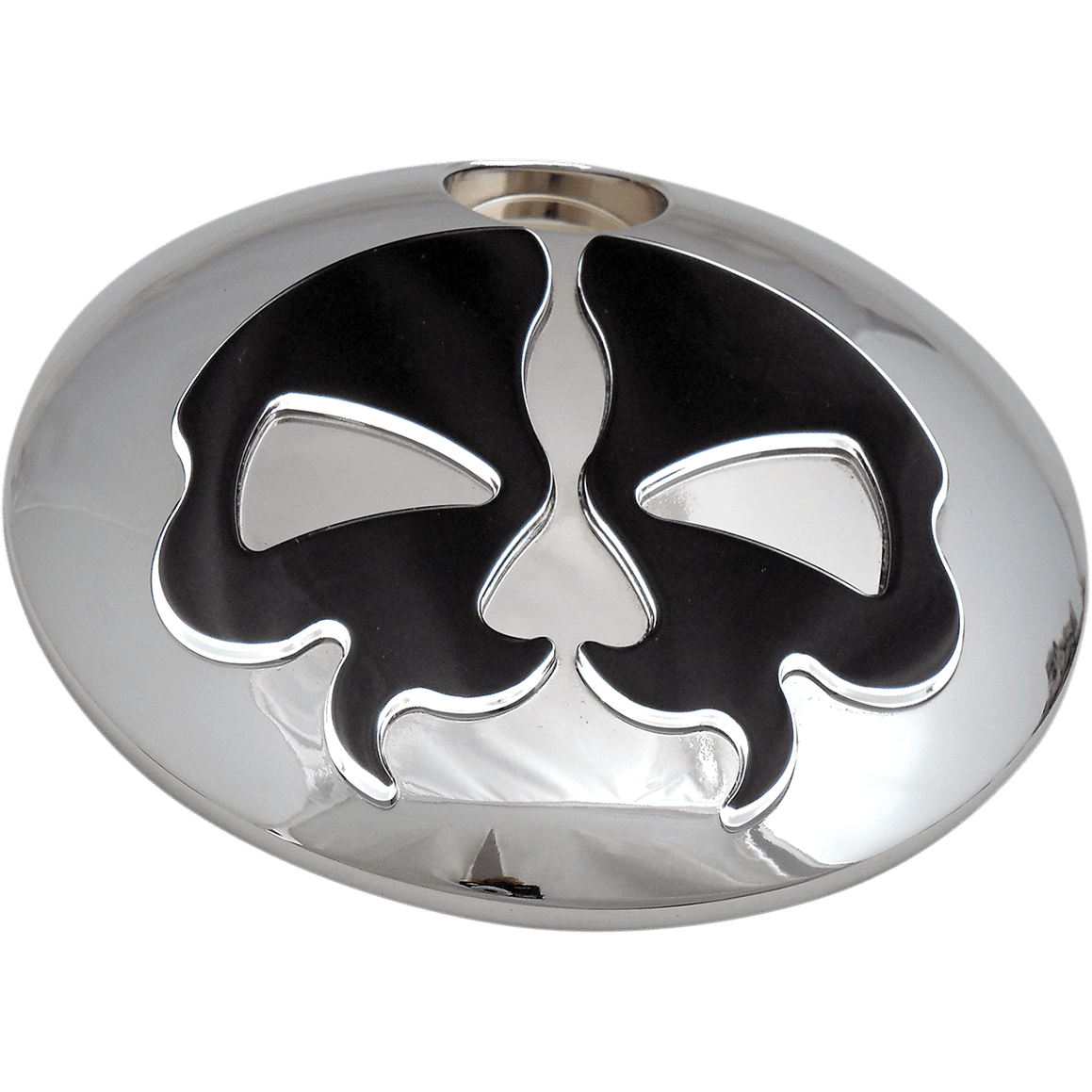 DRAG SPECIALTIES Fuel Door Split Skull Chrome with Black