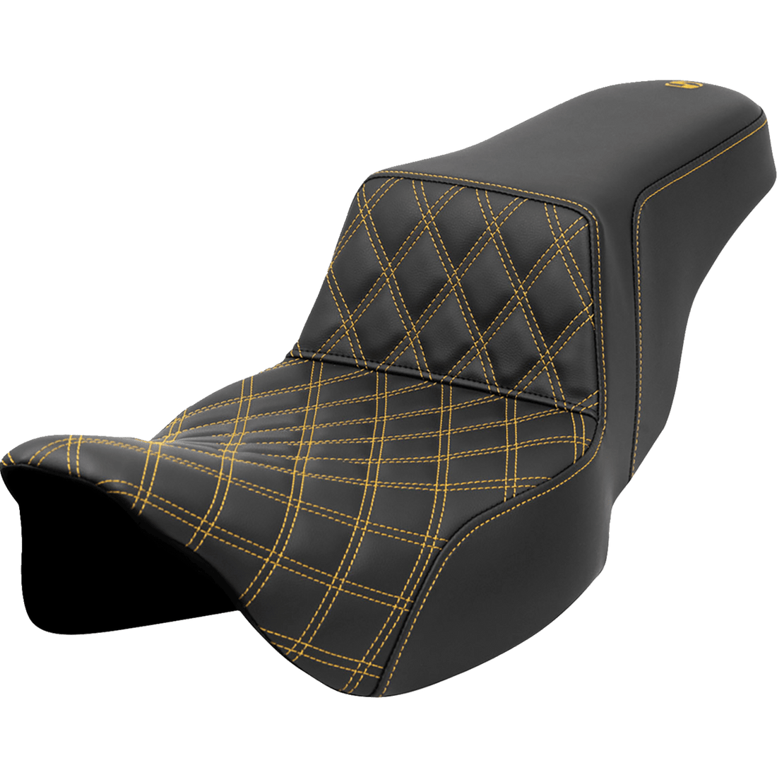 SADDLEMEN Step-Up Seat Front Lattice Stitch Gold Stitch Extended Reach FLH/FLT '08-'23 A80807E172GOL