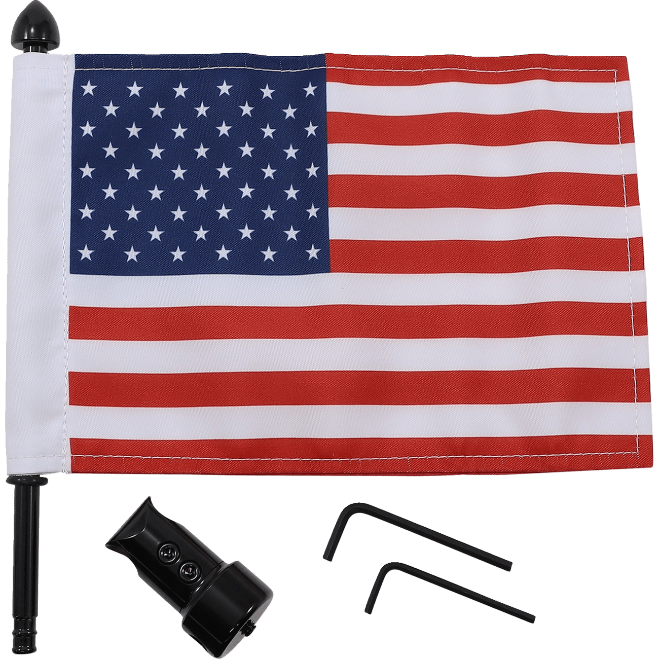 PRO PAD Luggage Rack Flag Mount 5/8" Round With 6" X 9" USA Flag BRFMRDSB5