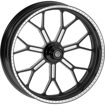 RSD Wheel Delmar Front Dual Disc/with ABS Black/Contrast Cut Ops™ 21x3.5 '08+ FLD 12047106DELJSM