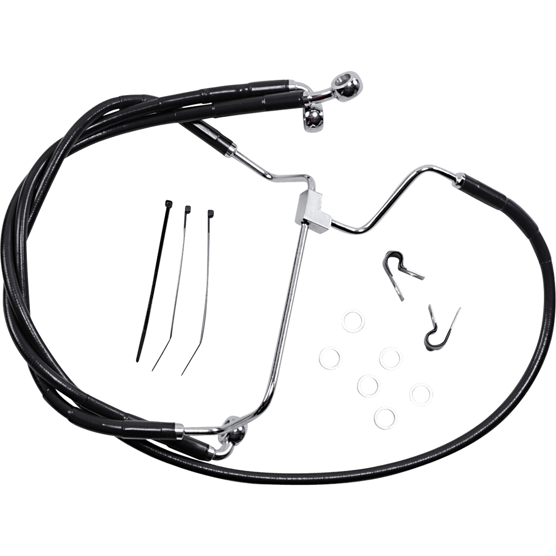 DRAG SPECIALTIES Brake Line Front Black +6"