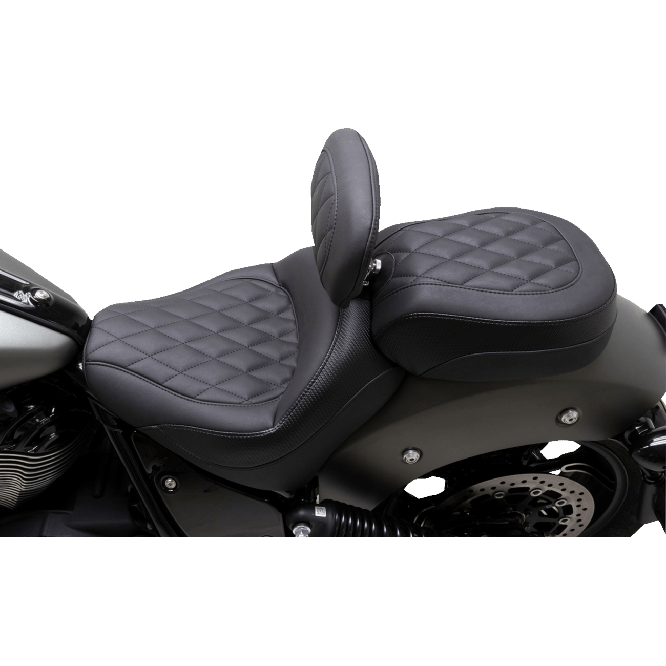 MUSTANG Solo Touring Seat w/ Driver Backrest Black Diamond Stitch Chief '22-'23 89740