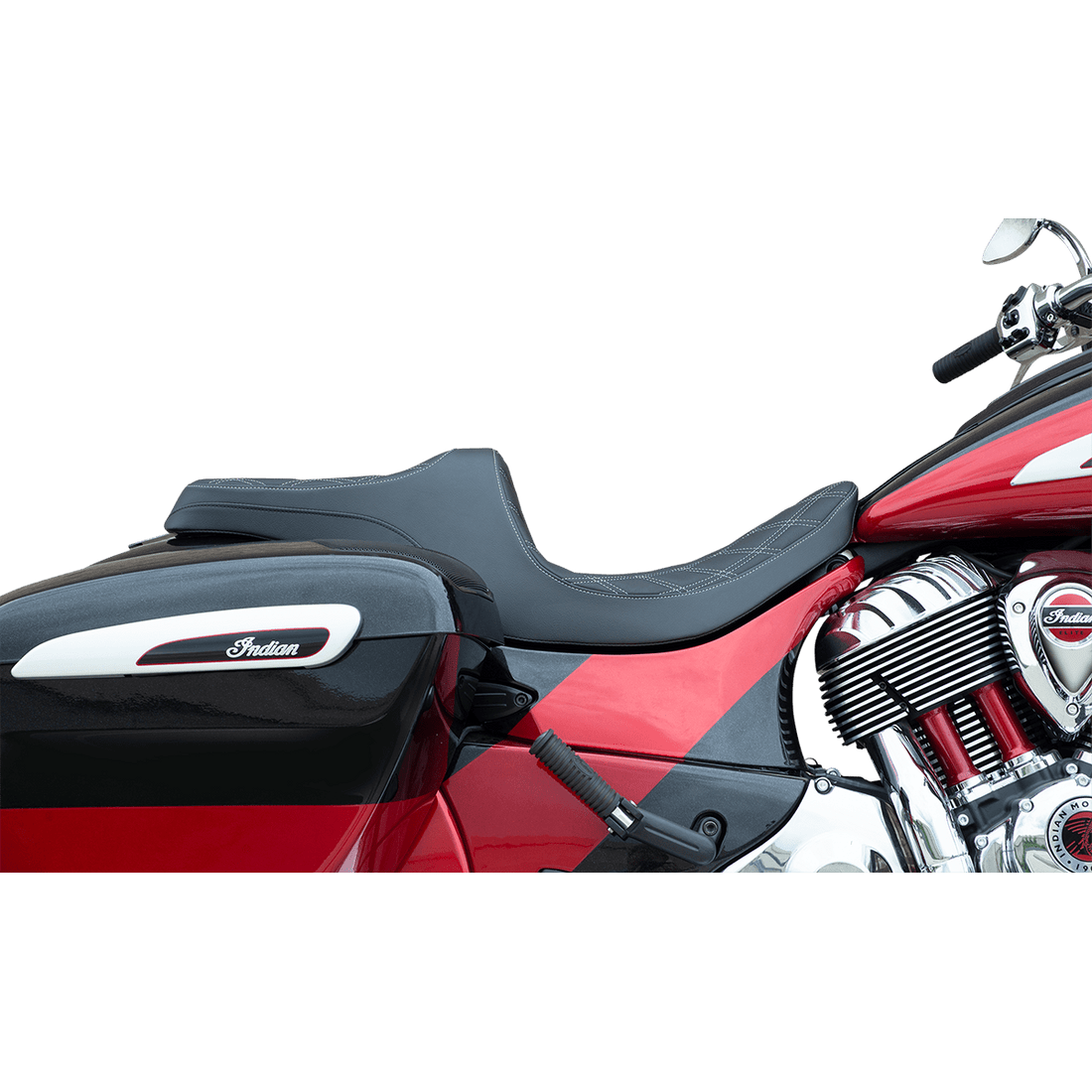 DRAG SPECIALTIES Predator III Seat Forward Positioning Double Diamond Silver Stitching Indian '14-'22