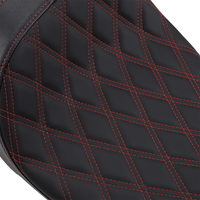 DRAG SPECIALTIES Predator 2-Up Seat Double Diamond Red Stitching FL '08-'23