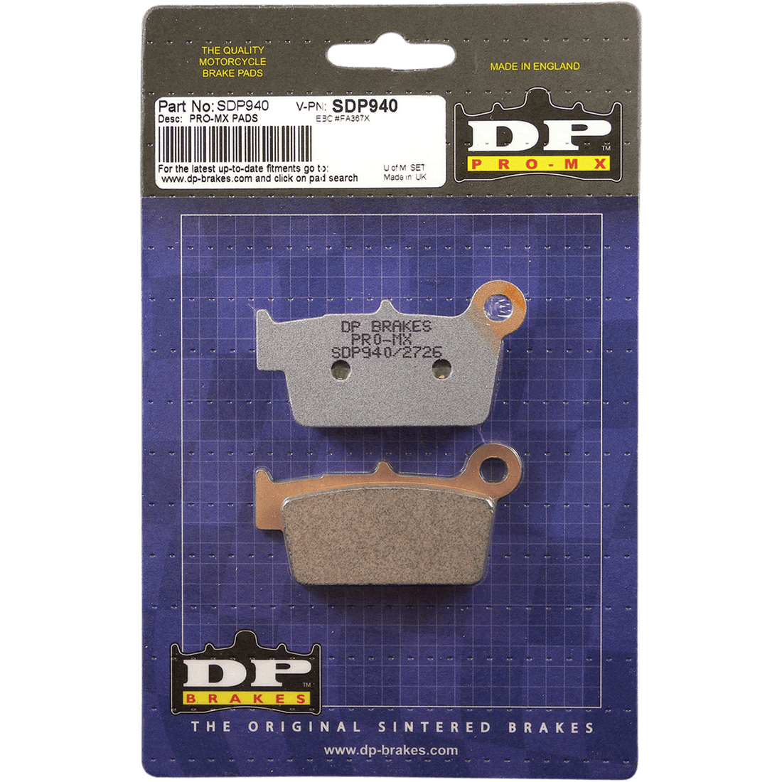 DP BRAKES Pro MX Sintered Brake Pads SDP940