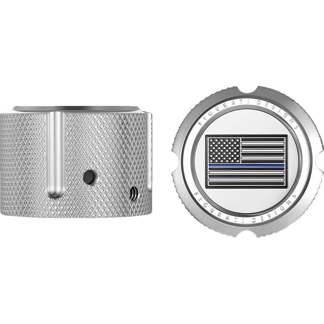 FIGURATI DESIGNS Axle Nut Cover Front Stainless Steel Blue Line Flag Silver FD70FACSS