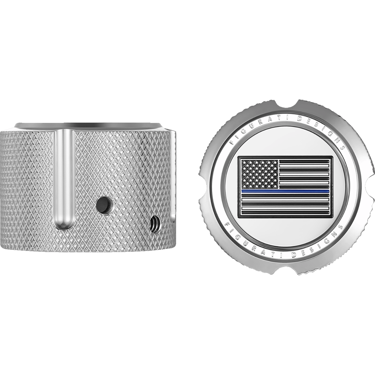 FIGURATI DESIGNS Axle Nut Cover Front Stainless Steel Blue Line Flag Silver FD70FACSS