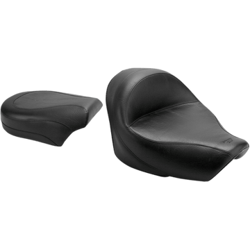 MUSTANG Seat Vintage Wide Touring Without Driver Backrest Two-Piece Smooth Black VT750 76521