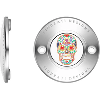 FIGURATI DESIGNS Timing Cover 2 Hole Sugar Skull Mirror Polished Stainless Steel FD30TC2HSS