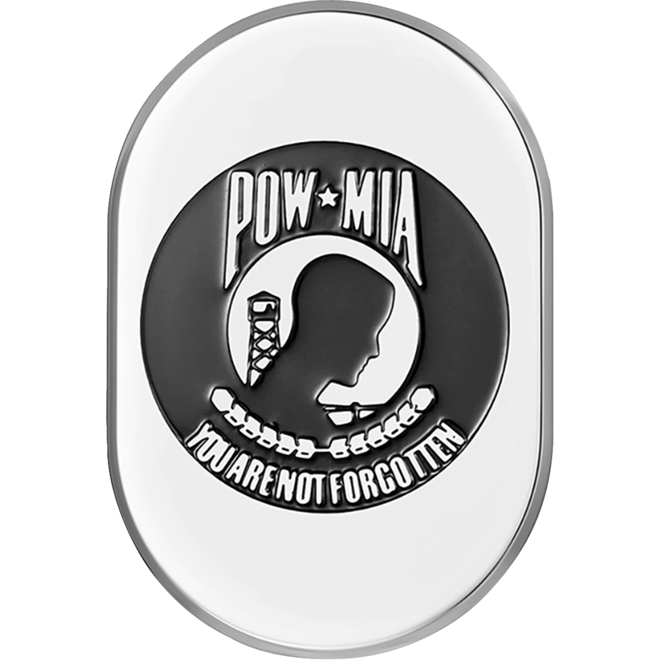 FIGURATI DESIGNS Antenna Cover Left Rear Fender POW-MIA Chrome