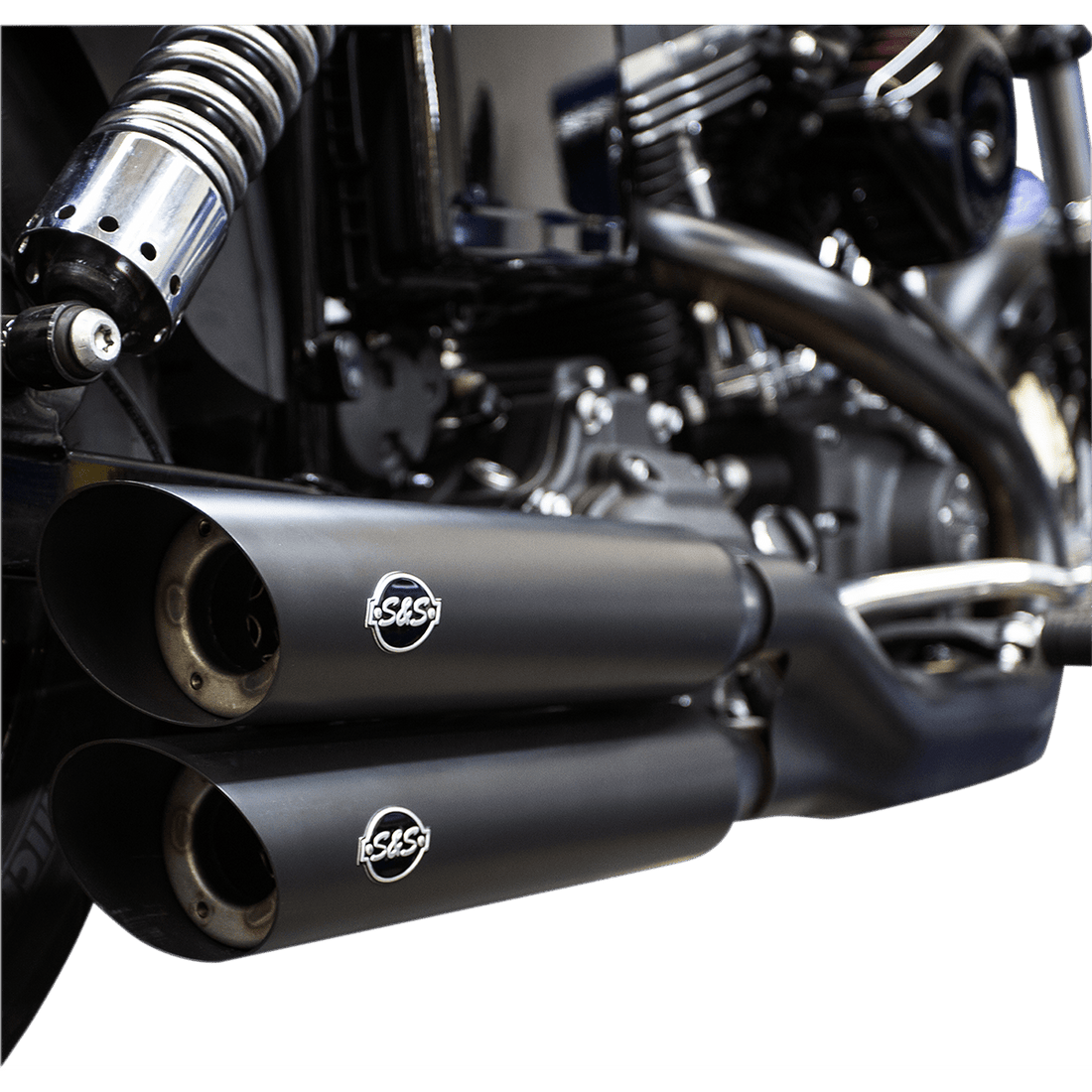 S&S CYCLE Slash Cut Mufflers Black 5500724