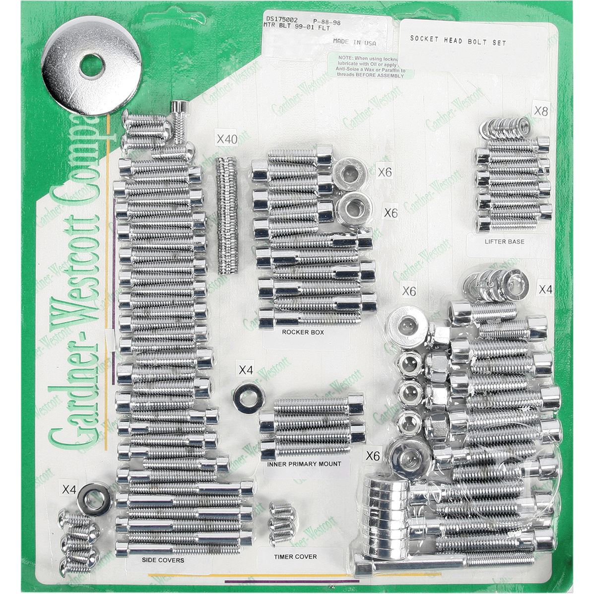 GARDNER-WESTCOTT Bolt Kit Motor Set Socket-Head FLT P8898