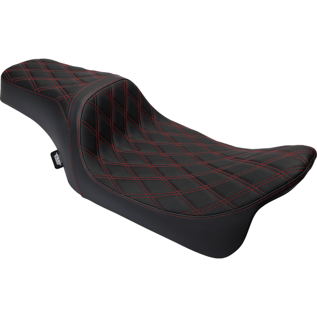 DRAG SPECIALTIES Predator 1Up Seat Vinyl Double Diamond Red Stitch FLH '08-'23