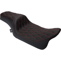 DRAG SPECIALTIES Predator 1Up Seat Vinyl Double Diamond Red Stitch FLH '08-'23