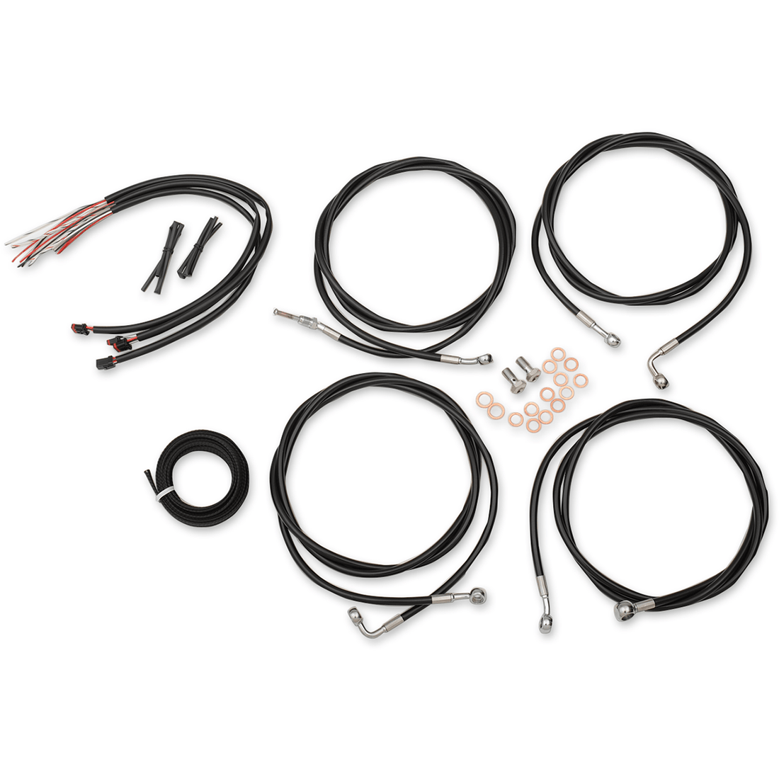 LA CHOPPERS Handlebar Cable/Brake Line Kit Complete Mini Handlebars Black Vinyl LA8054KT208B