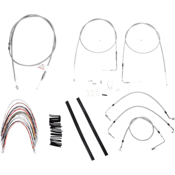 BURLY BRAND Handlebar Cable/Brake Line Kit Complete 14" Ape Hanger Handlebars Stainless Steel