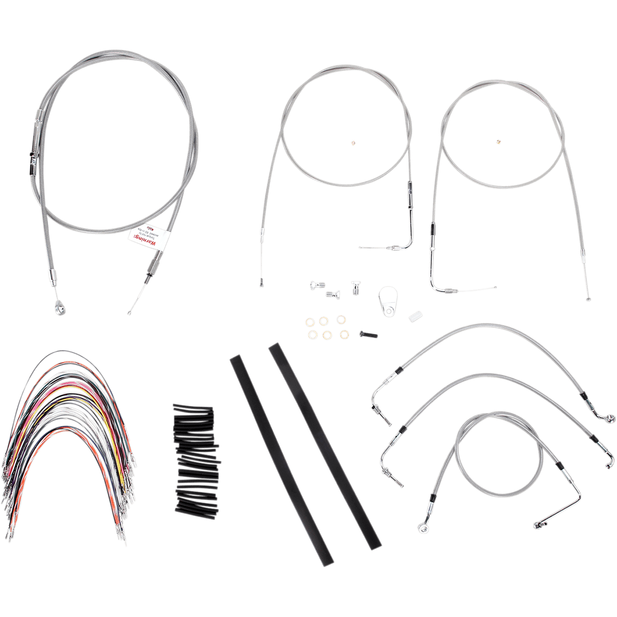 BURLY BRAND Handlebar Cable/Brake Line Kit Complete 14" Ape Hanger Handlebars Stainless Steel B301085