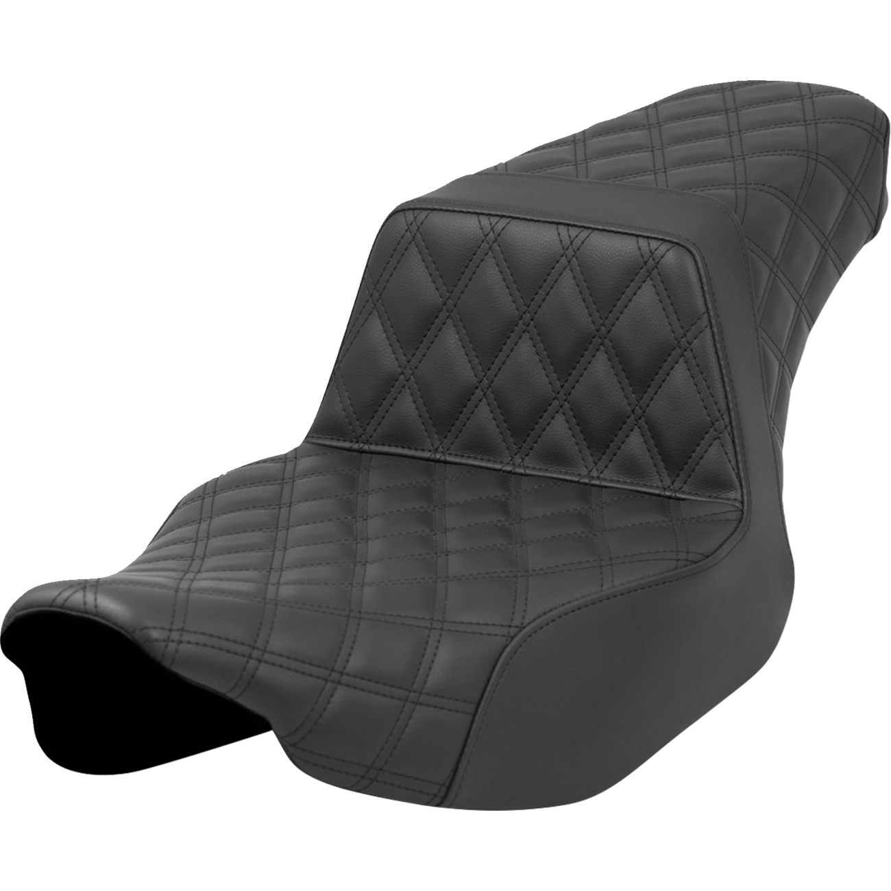 SADDLEMEN Step-Up Seat Full Latice Stitch Black Extended Reach Street Glide/Road Glide 82307E175