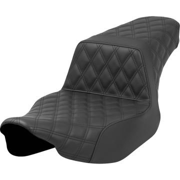 SADDLEMEN Step-Up Seat Full Latice Stitch Black Extended Reach Street Glide/Road Glide 82307E175