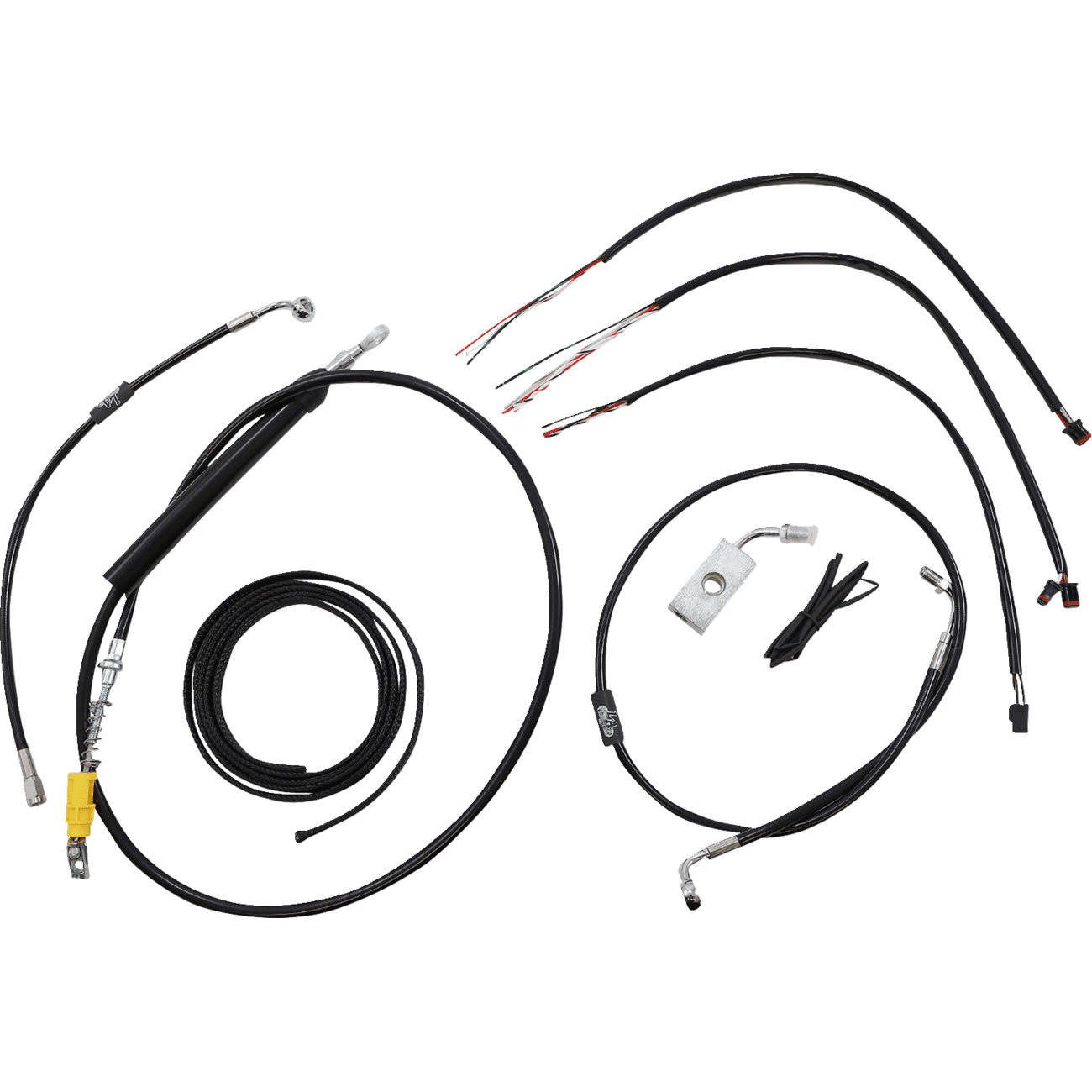 LA CHOPPERS Handlebar Cable/Brake Line Kit Quick Connect Complete 18" 20" Handlebars Black Vinyl LA8155KT219B