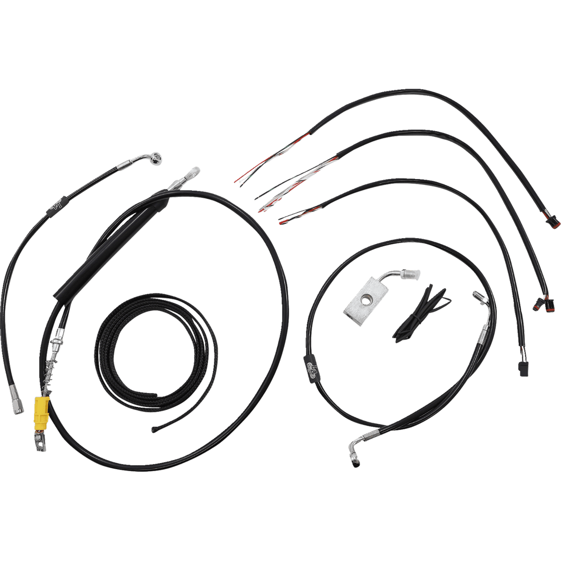 LA CHOPPERS Handlebar Cable/Brake Line Kit Quick Connect Complete 18" 20" Handlebars Black Vinyl LA8155KT219B