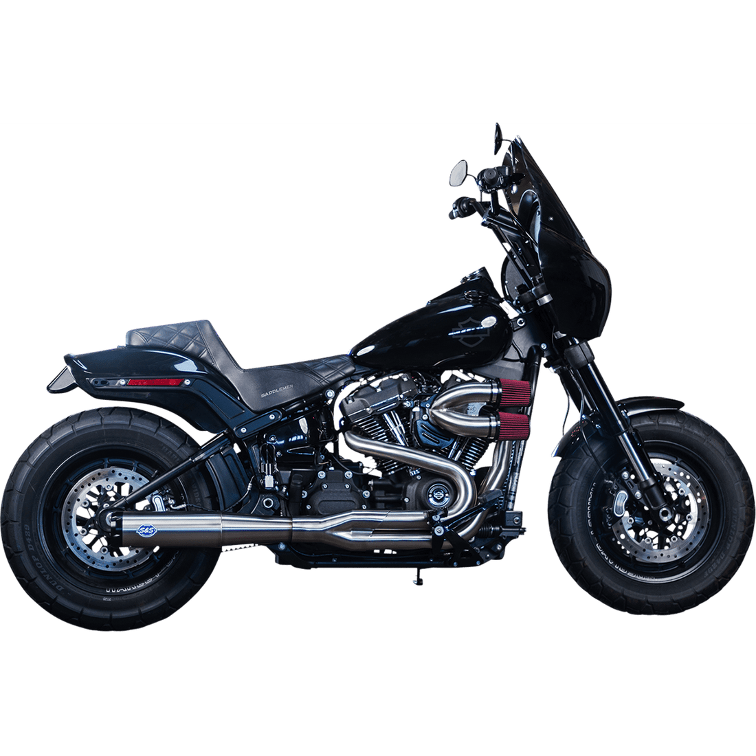 S&S CYCLE SuperStreet 2:1 50 State Exhaust System M8 Softail Stainless Steel 5500996B