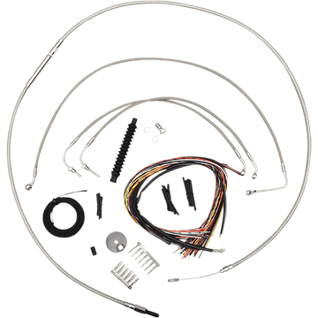 LA CHOPPERS Handlebar Cable/Brake Line Kit Complete 18" 20" Handlebars Stainless LA8154KT219