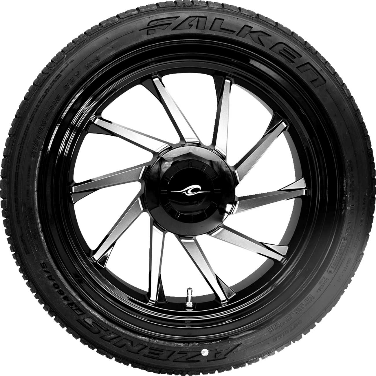 COASTAL MOTO Hurricane 3D Rear Right Wheel Black Cut (18") | Falken Tire (215/45ZR18)