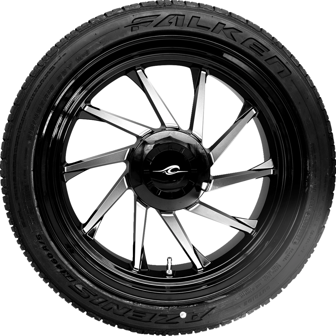 COASTAL MOTO Hurricane 3D Rear Right Wheel Black Cut (18") | Falken Tire (215/45ZR18)